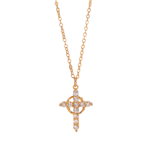 Divine Sparkle Gold Diamond Cross Necklace