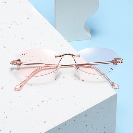 Claire rimless women rhinestone rectangle simple size Glasses