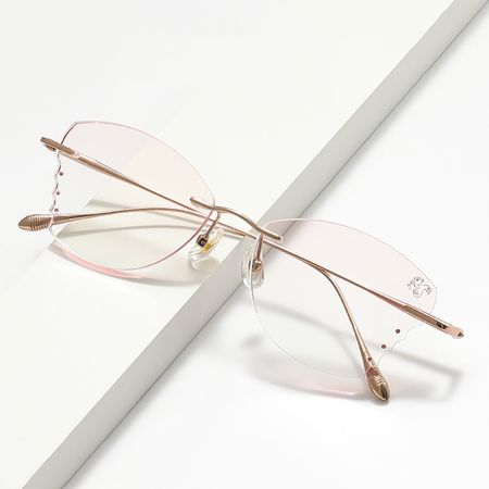 Eudora rimless women rhinestone geometric plastic simple size Glasses