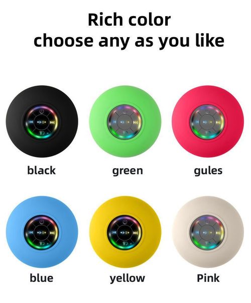 Hot-Selling Mini Waterproof Wireless Bluetooth Speaker — Clear Sound Quality, Suction Cup Fixing, LED Light, IPX4 Waterproof Rating, Supports USB Charging, Colors Shipped Randomly