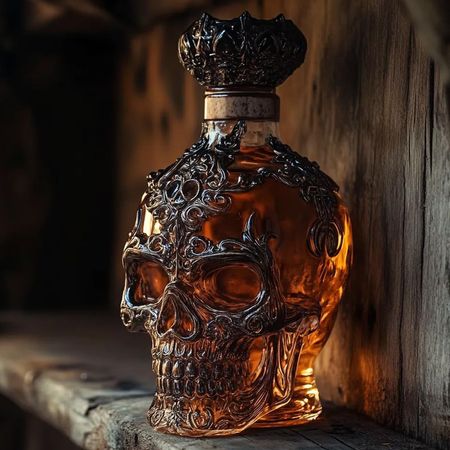 💀 The Sovereign Skull Decanter - Decantatore a Testa di Teschio per Whiskey 🥃 in Vetro Borosilicato, Vintage e Artigianale ✨