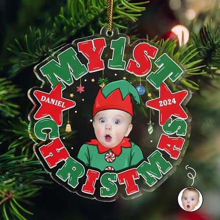 Foto personalizzata Il mio primo Natale - Ornamento acrilico personalizzato a forma di foto