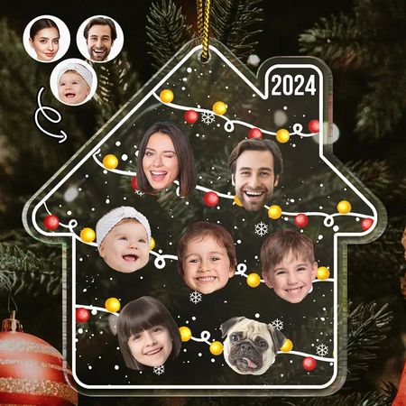 Foto personalizzata di Natale nella nostra casa - Ornamento acrilico personalizzato con forma personalizzata