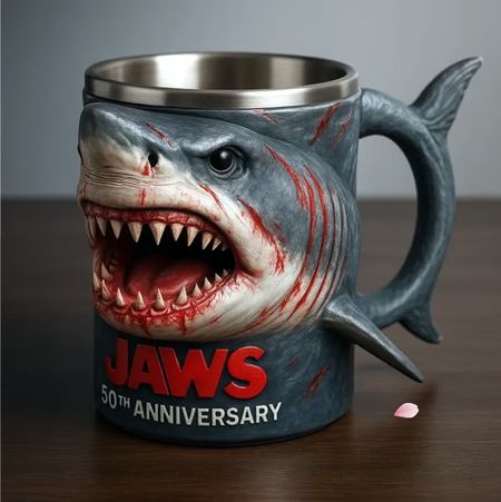 🦈 Mug Uovo 50° Anniversario di Lo Squalo - Design Esclusivo e Vintage 🎉