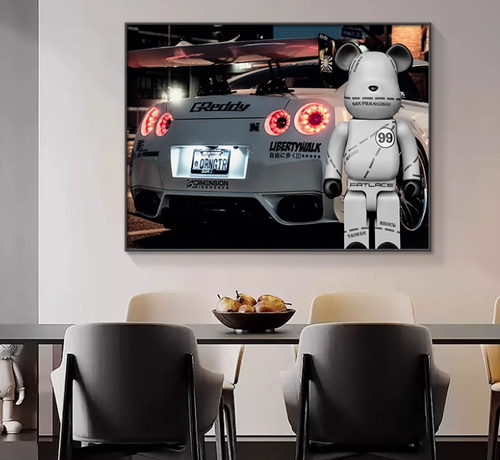 High-end car decorative painting with LED atmosphere light Internet celebrity restaurant bar wall painting car beauty shop mural living room decorative painting with light hanging painting e-sports hotel bedroom luxury car mural