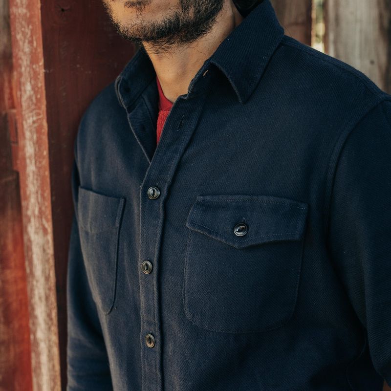Wevvw Crater Shirt in Navy Twill