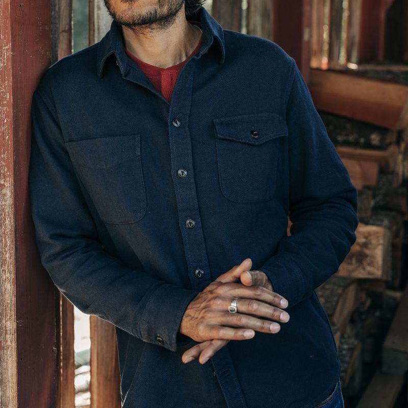 Wevvw Crater Shirt in Navy Twill