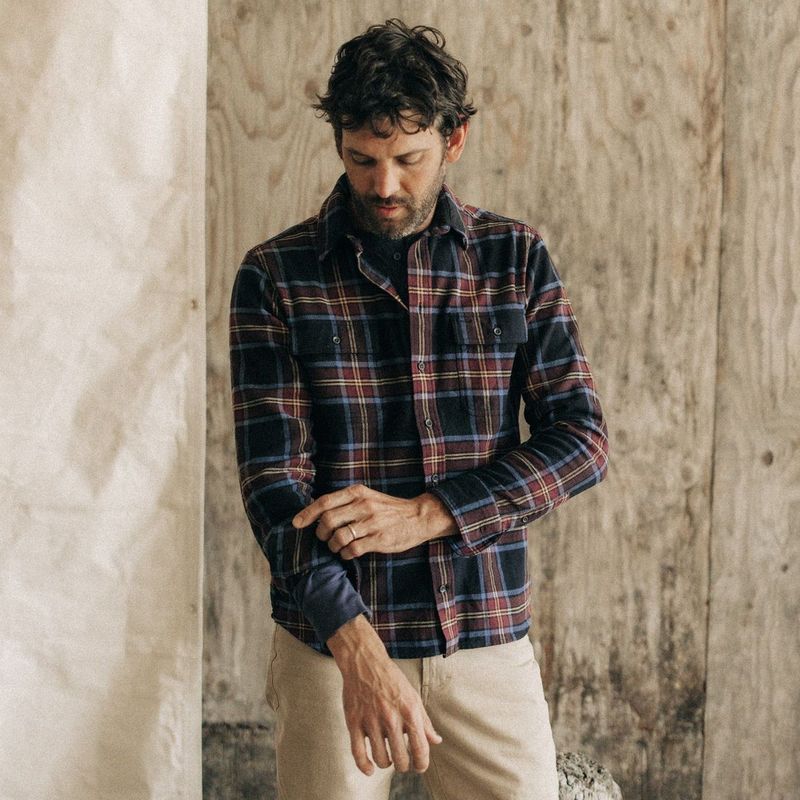 Wevvw Ledge Shirt in Dark Navy Plaid