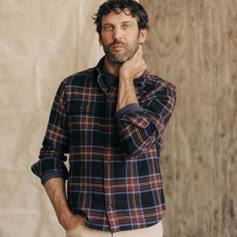 Wevvw Ledge Shirt in Dark Navy Plaid