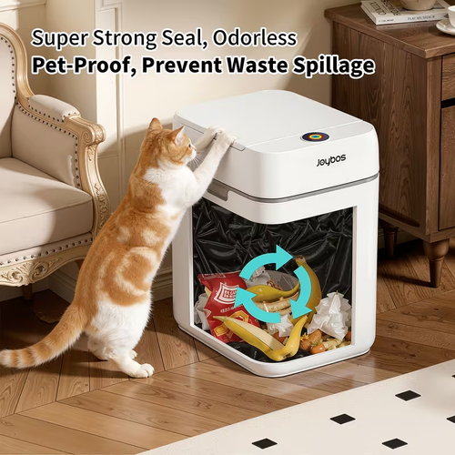 Smart Trash Can with Motion Sensor, Hands Free Garbage Bag Built in 2Nd Gen Fan System for Auto Suction Bags