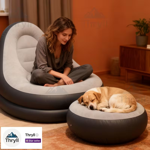 Inflatable Lounge Chair with Footrest Ottoman