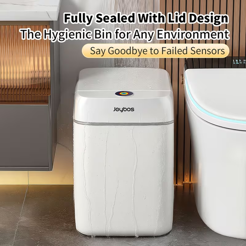 Smart Trash Can with Motion Sensor, Hands Free Garbage Bag Built in 2Nd Gen Fan System for Auto Suction Bags