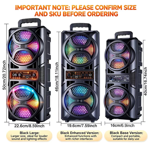Portable Large Speaker with Subwoofer & Microphone Suitable for Karaoke