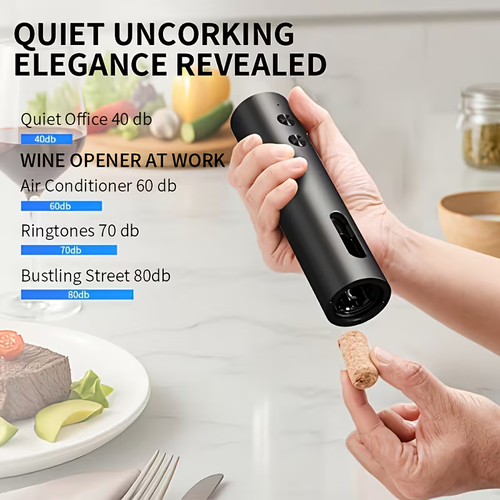 Rechargeable Electric Wine Opener with Foil Cutter, Wine Pourer, Vacuum Stopper and Storage Base