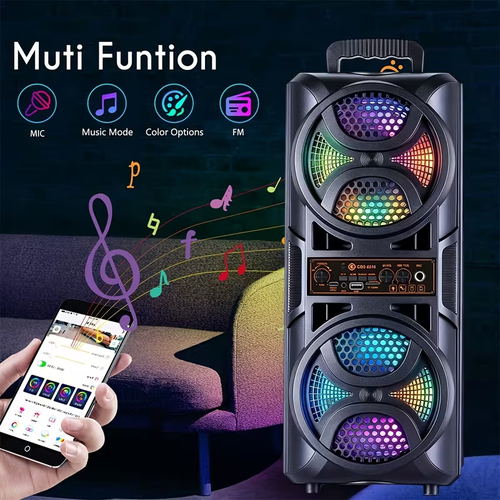 Portable Large Speaker with Subwoofer & Microphone Suitable for Karaoke