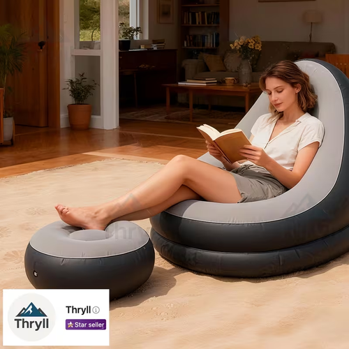 Inflatable Lounge Chair with Footrest Ottoman