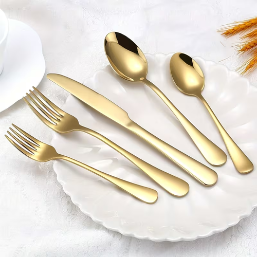 30pcs Golden Stainless Steel Cutlery Set with Mirror Polish