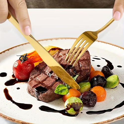 30pcs Golden Stainless Steel Cutlery Set with Mirror Polish