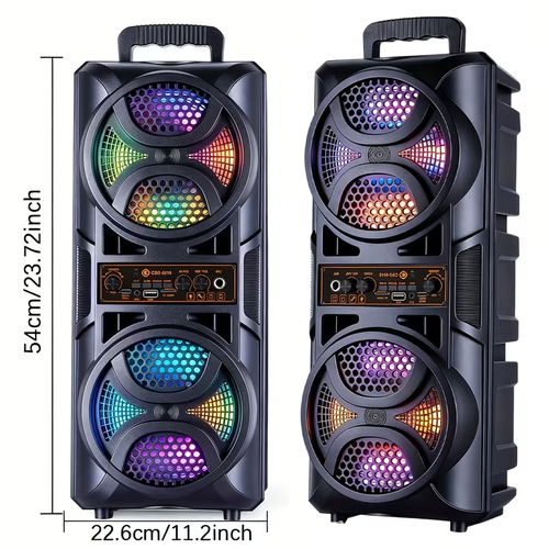 Portable Large Speaker with Subwoofer & Microphone Suitable for Karaoke