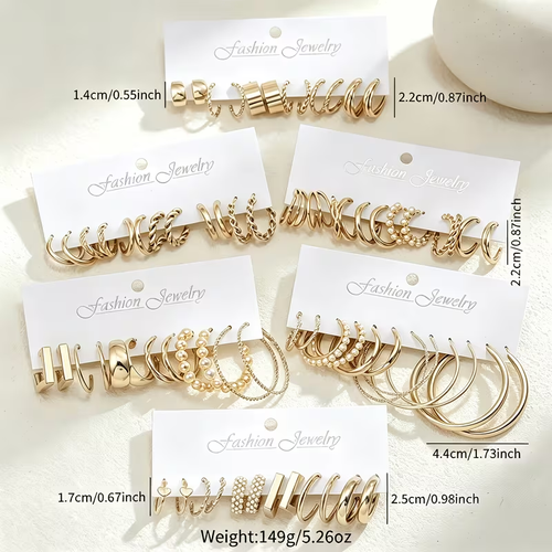 Elegant and Versatile C-shaped and Rhinestone Earrings