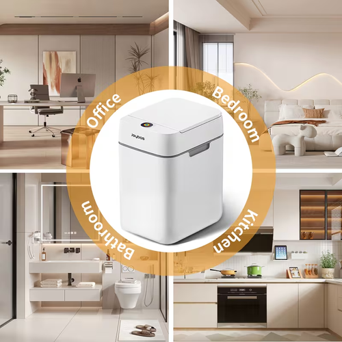 Smart Trash Can with Motion Sensor, Hands Free Garbage Bag Built in 2Nd Gen Fan System for Auto Suction Bags