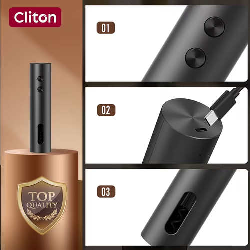 Rechargeable Electric Wine Opener with Foil Cutter, Wine Pourer, Vacuum Stopper and Storage Base