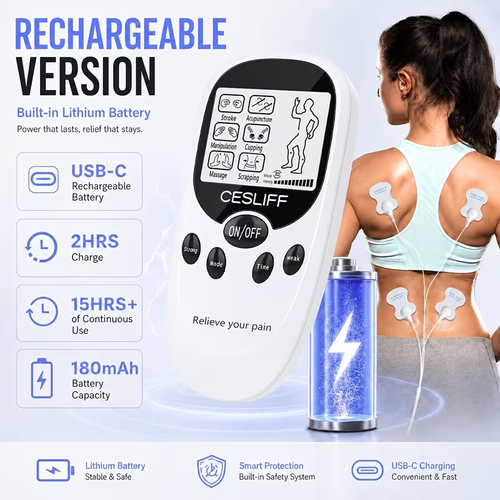 CESLIFF TENS EMS Dual-Channel Rechargeable Muscle Stimulator