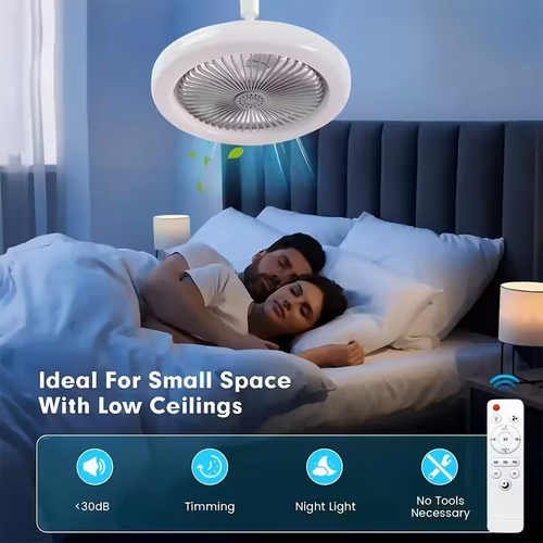 Ceiling Fan Light, with Light And Remote Control, Room Decor, Adjustable In All Directions, E26 Base Ceiling Fan Light, Fan Adjustable In 3 Levels, 3 Colors 3000-6500K DimmableIntelligent LED Light, with Timed Night Light Function