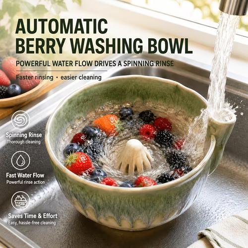 Ceramic Berry Basket, Self-Cleaning Water Flow Fruit Basket Suitable for Blueberries, Strawberries, And Other Fruits