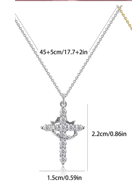 Crown Cross Necklace with Zirconia