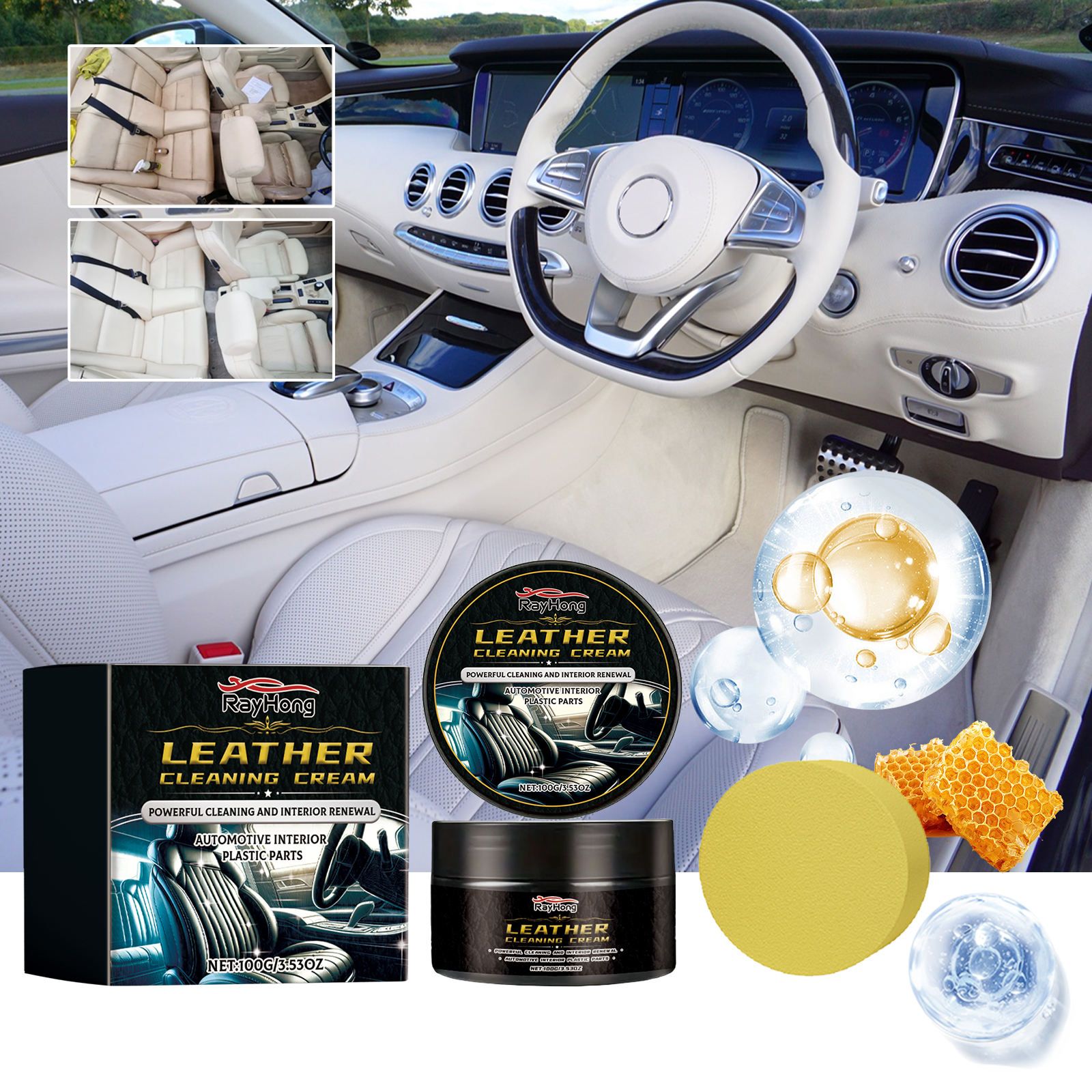 Creme para o cuidado do couro automóvel Rayhong