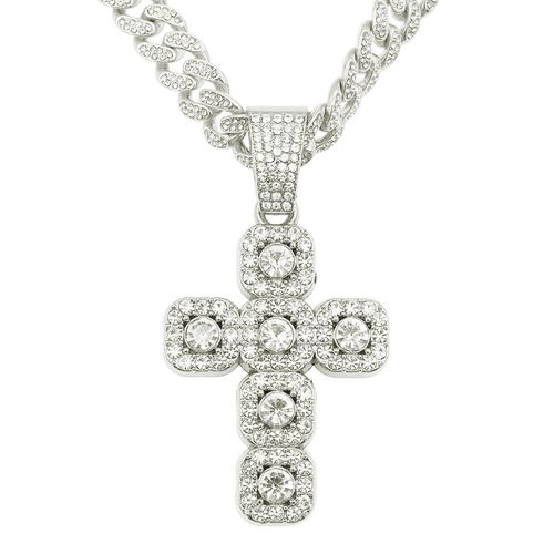 Hip Hop Diamond Cross Pendant Cuban Necklace