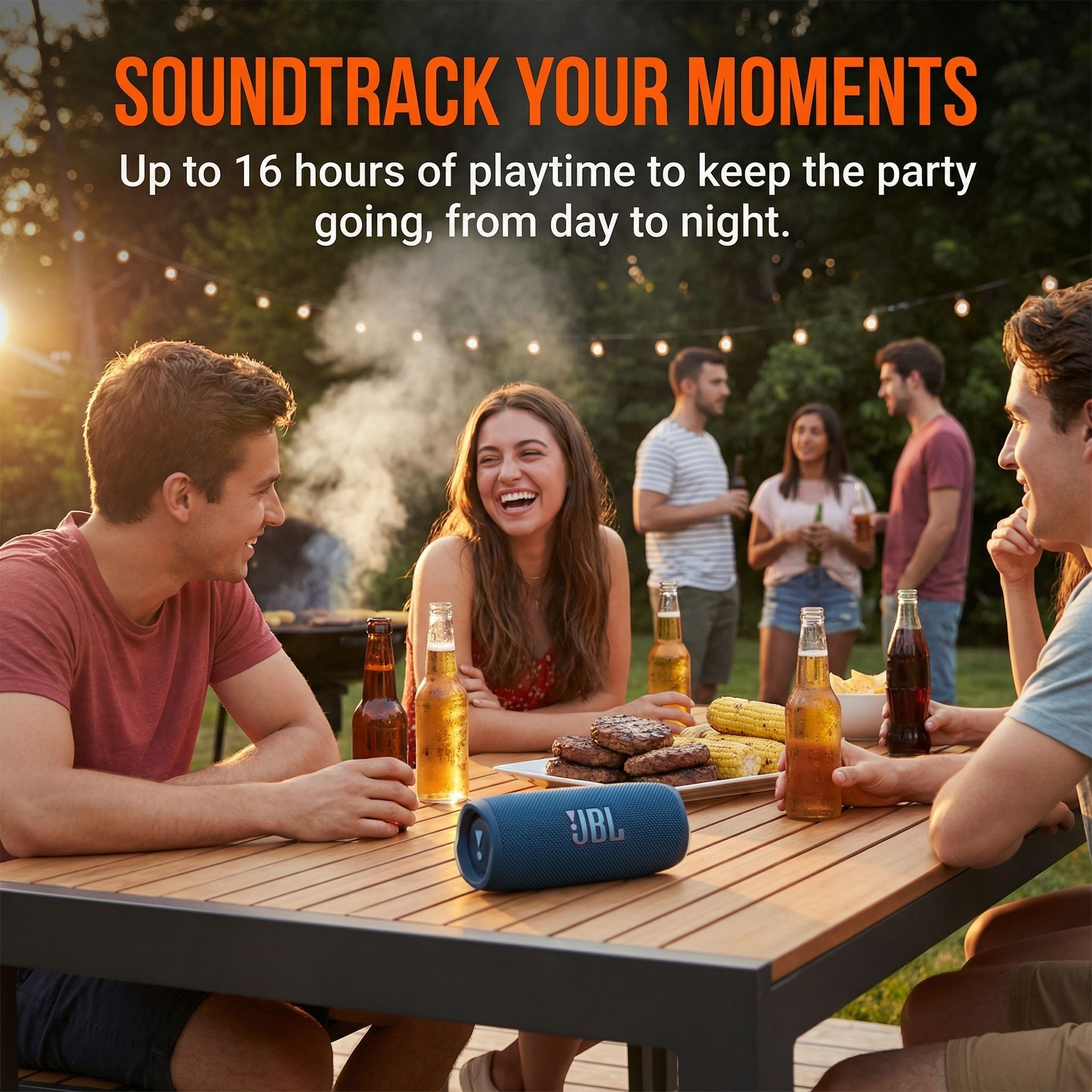 The new JBL Charge 6 wireless speaker is a portable outdoor speaker equipped with a subwoofer.