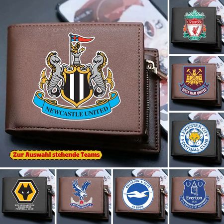 Premier League Geschenke für Ihn, Personalisierte Premier League Fußball Leder Geldbörse - Benutzerdefinierter Name