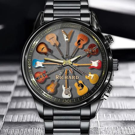 Personalisierte Rock Around the Clock-Gitarrenuhr für Musikliebhaber 🎸