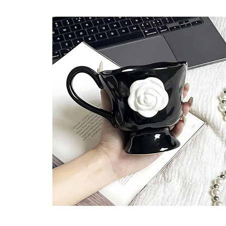 ☕ Luxus Schwarze Rosen-Keramiktasse – Ein Hauch von Eleganz bei jedem Schluck 🌹