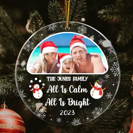 Custom Photo Family Where Life Begins - Gift For Family - Personalized Circle Acrylic Ornament