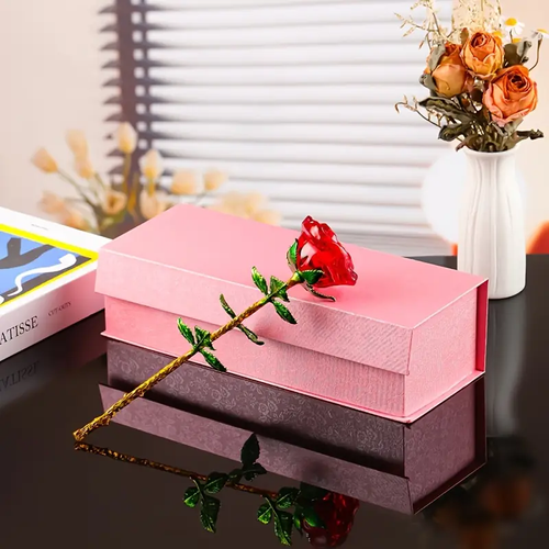 Handmade Crystal Rose with Metal Stem