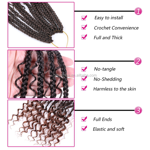 30-Inch brown Box Braids Crochet Hair