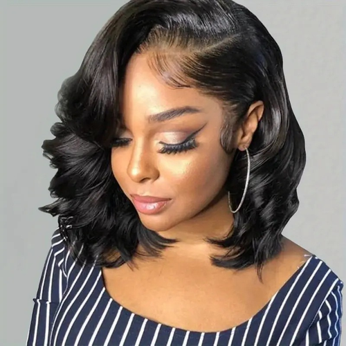 Stylish Black Side-Parted Short Curly Wig