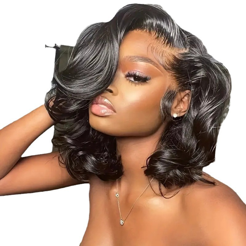 Stylish Black Side-Parted Short Curly Wig