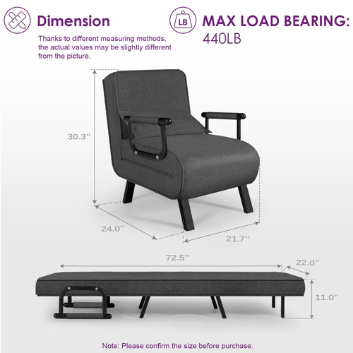 Black Pull-Out Sofa Bed