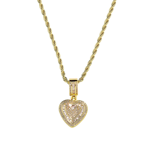 Gold-plated heart necklace with diamonds
