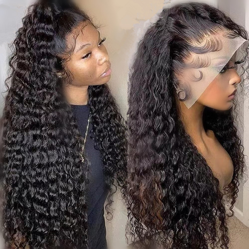 Short black curly wig