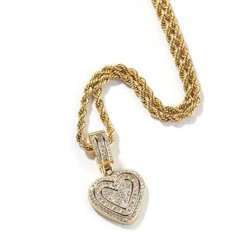 Gold-plated heart necklace with diamonds
