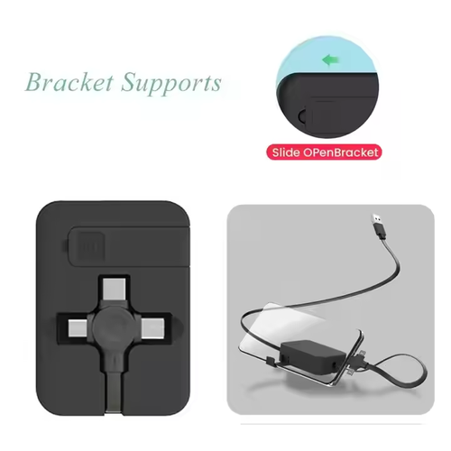 100W Triple-Port Retractable Cable with Stand
