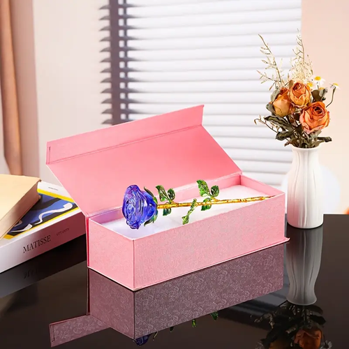 Handmade Crystal Rose with Metal Stem