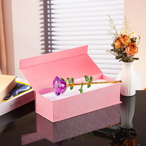 Handmade Crystal Rose with Metal Stem