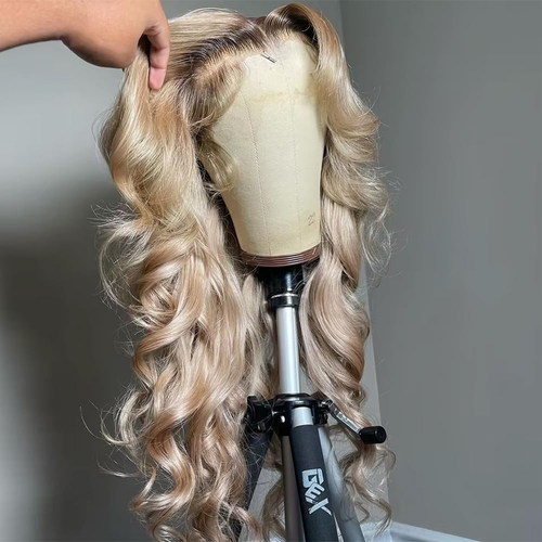 Ombre Long Wavy Lace Front Wig - Middle Part