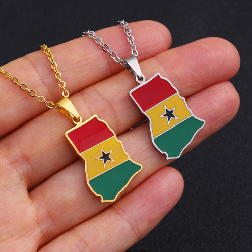 Gold Ghana Map Pendant
